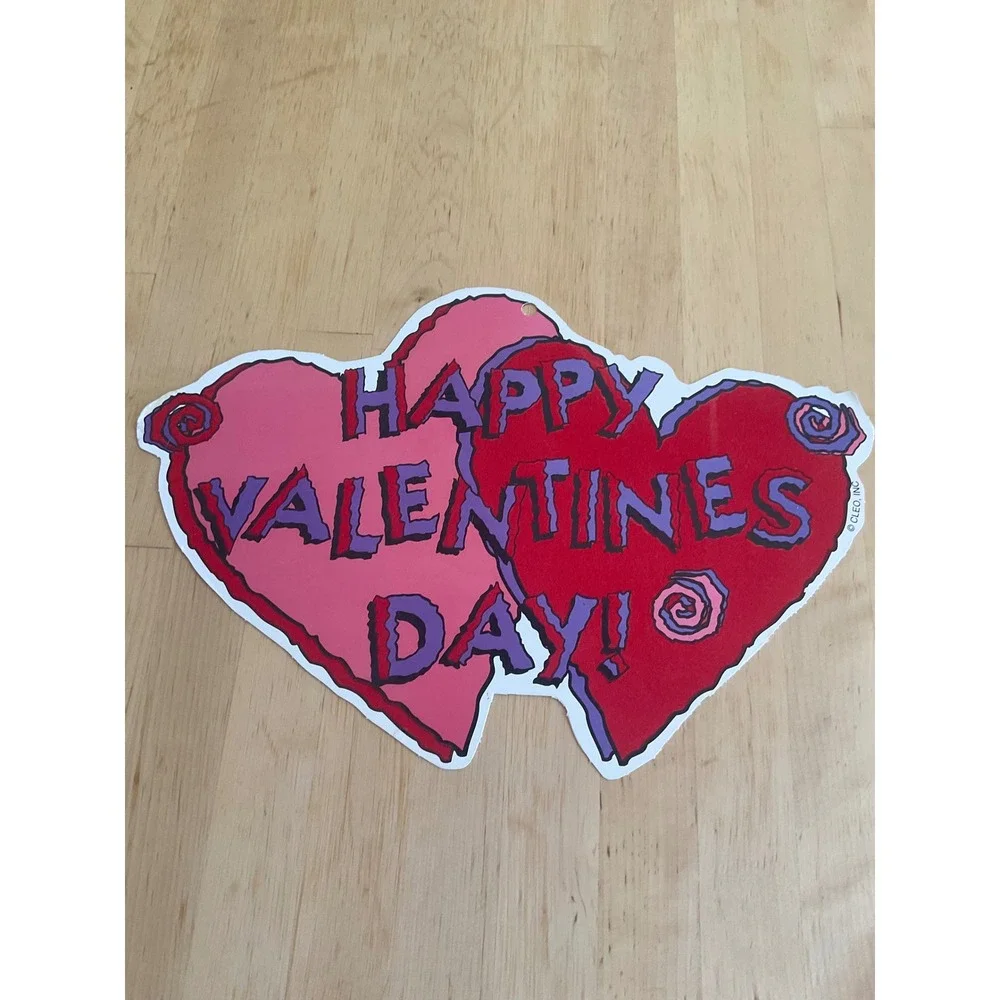 Vintage Cleo Inc Valentines Day Heart Wall Cutout Decoration Red Pink 13 inch